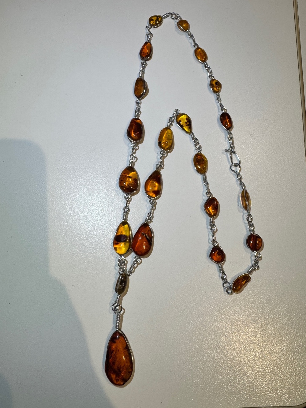 AMBER Genuine Teardrop Station Necklace - Women Jewelry